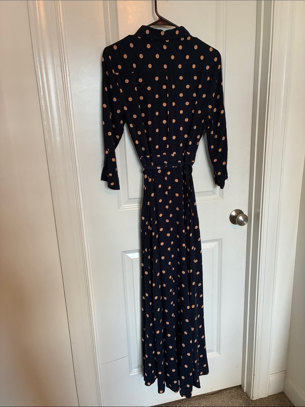 Banana Republic Navy Maxi Dress with Beige Polka Dots - Picture 5 of 5